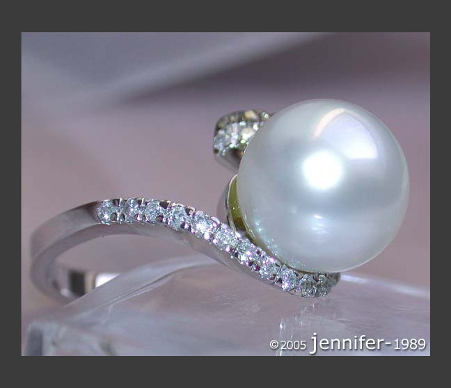 Südseeperle Ring mit braunen Diamanten