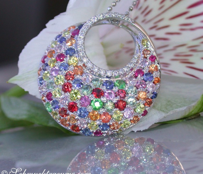 Regenbogen Saphir Brillanten Anhänger