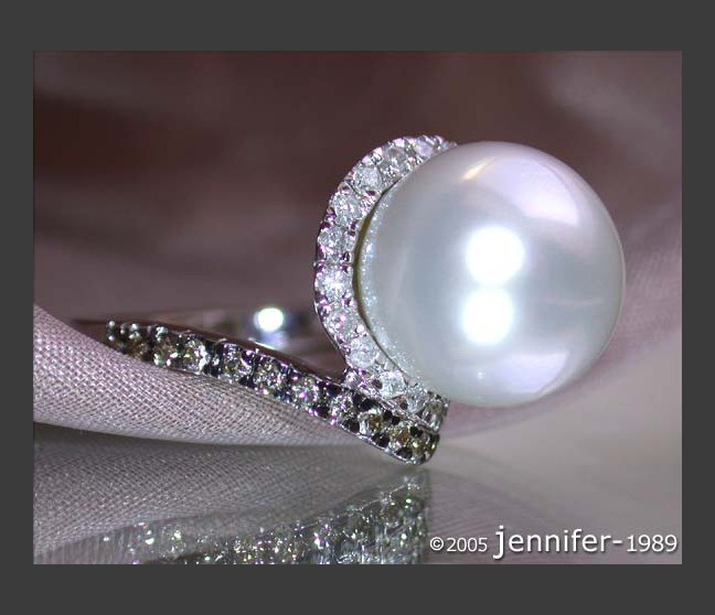 Südseeperle Ring mit braunen Diamanten