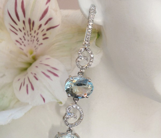 Aquamarin Diamanten Ohrgehänge