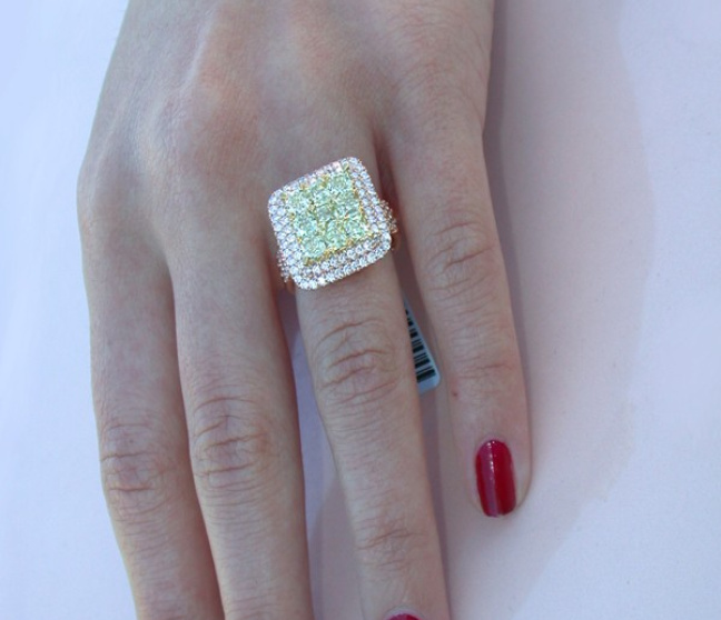 Gelbe Diamanten Ring mit Brillanten in Roségold