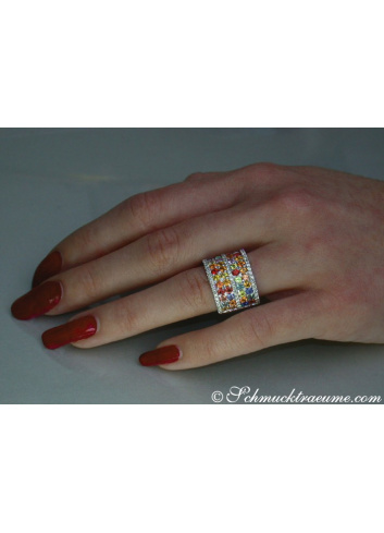 Regenbogen / Multicolor Saphir Brillanten Ring