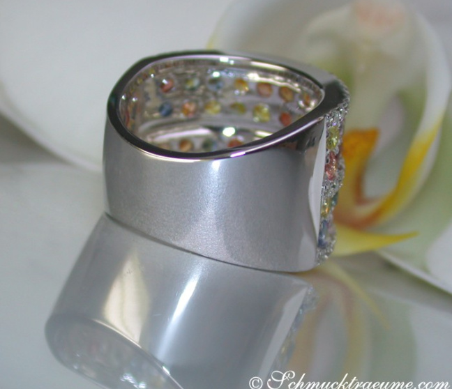 Regenbogen / Multicolor Saphir Brillanten Ring