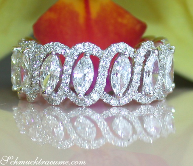 Brillanten Memory Ring / Memoire Ring mit Marquise Diamanten