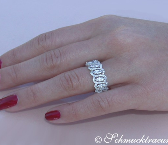 Brillanten Memory Ring / Memoire Ring mit Marquise Diamanten
