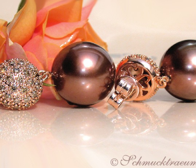 Ohrstecker mit Bronze Tahitiperlen und naturbraunen Brillanten