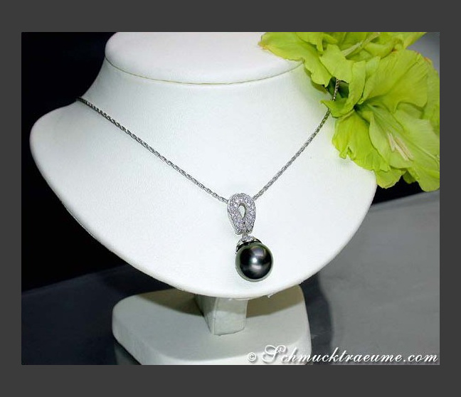 Tahitiperle Anhänger mit Diamanten