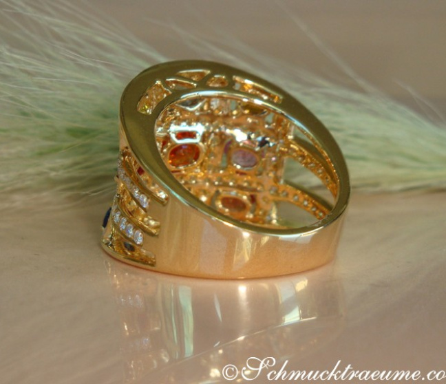 Multicolor Saphir Ring mit Brillanten