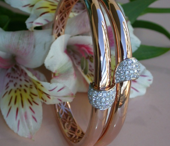 Schwerer Brillanten Armreif in Roségold 585