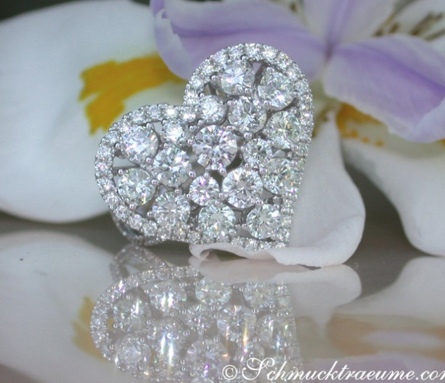 Brillanten Herz Ring in Weißgold