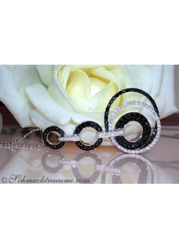 Extra Long Black & White Diamond Pendant