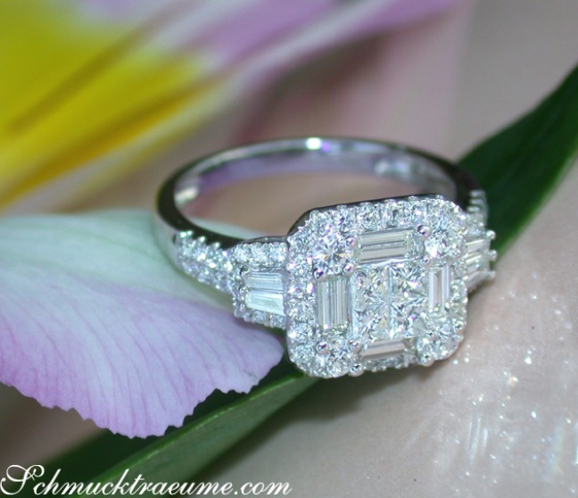 Brillanten Ring mit Princess- & Baguette Diamanten