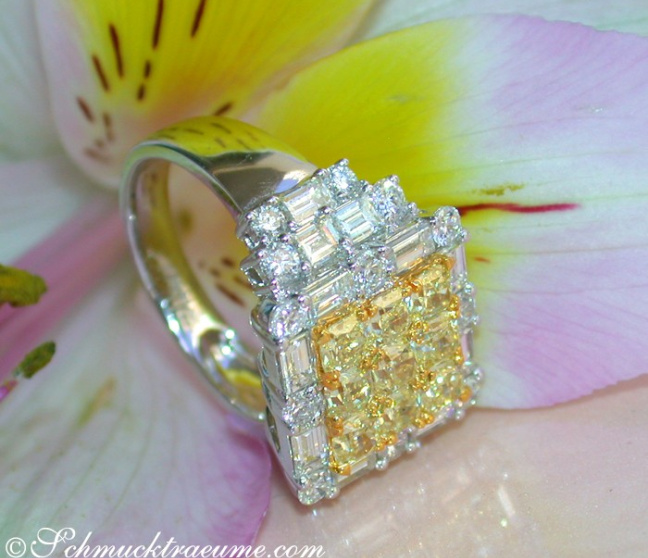 Brillanten Ring mit gelben Diamanten