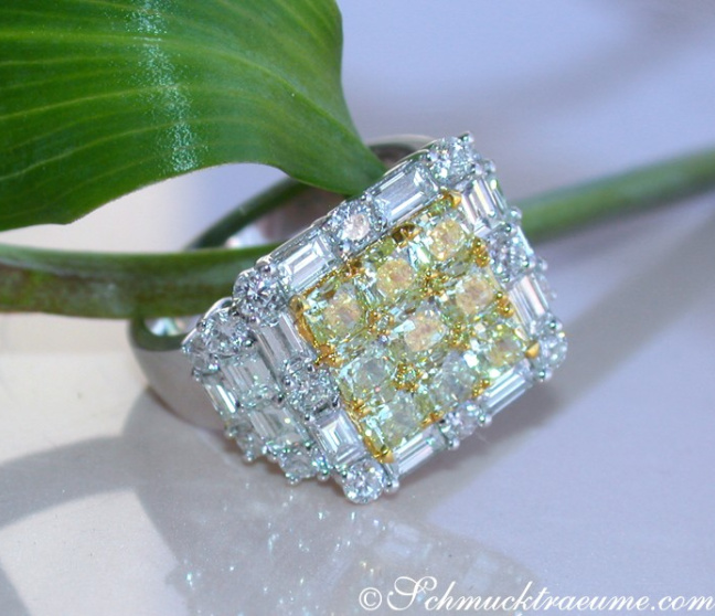 Brillanten Ring mit gelben Diamanten