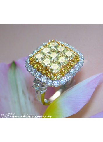 Gelbe Diamanten Ring mit Brillanten