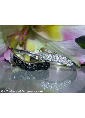 Pavé Ringe mit Brillanten und schwarzen Diamanten