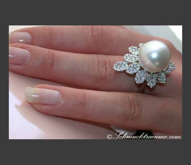 Südseeperle Ring mit Brillanten
