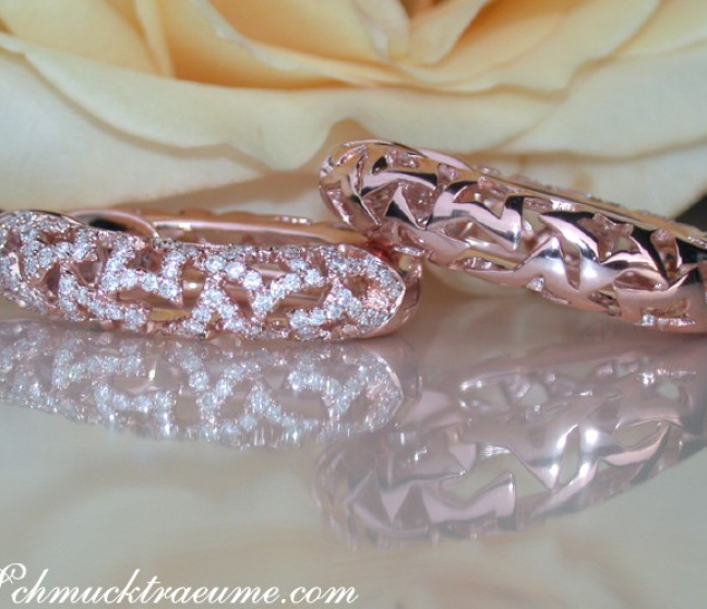 Ovale Brillanten Creolen in Roségold