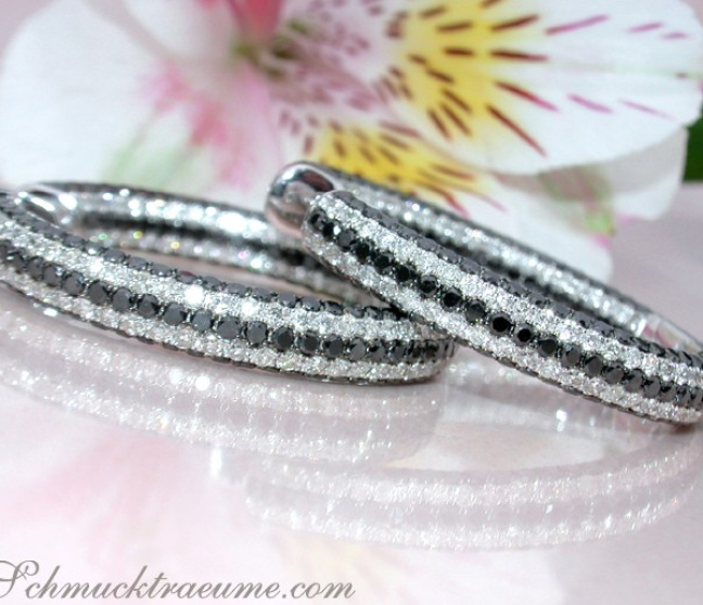 Creolen mit schwarzen Diamanten