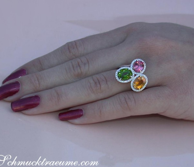 Turmalin Ring mit Brillanten