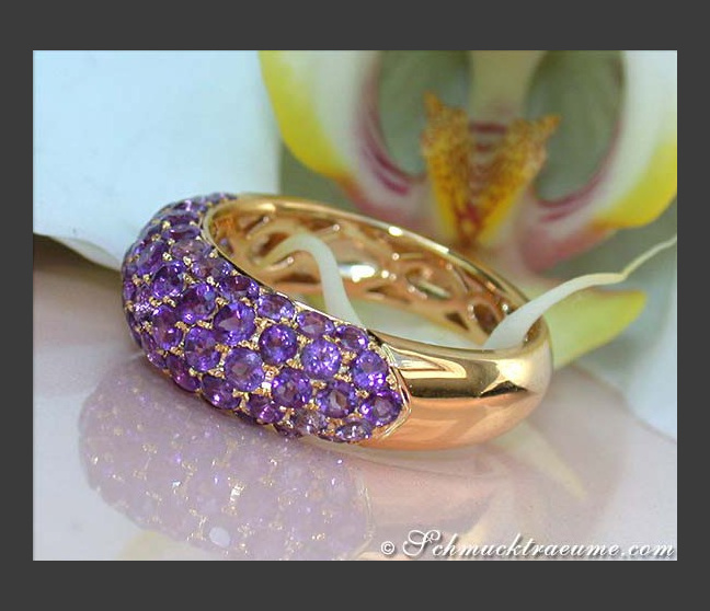Edler Amethyst Pavé Ring in Gelbgold 585