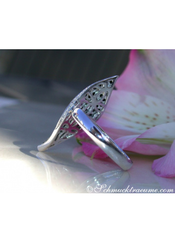 Brillanten Ring mit schwarzen Diamanten im Blatt Design