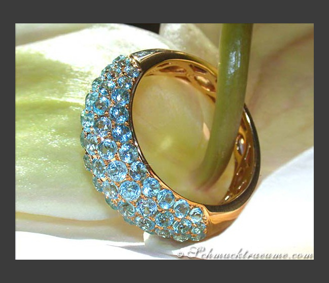 Blautopas Pavé Ring in Gelbgold 585