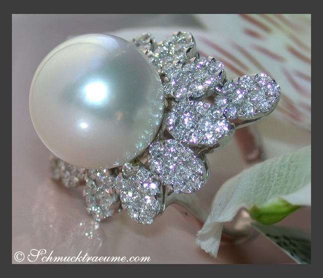 Südseeperle Ring mit Brillanten