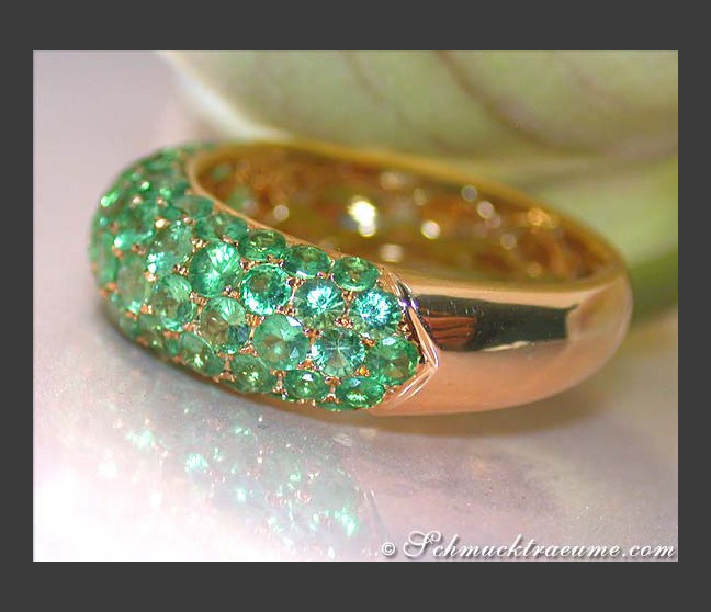 Tsavorit Pavé Ring in Gelbgold 585