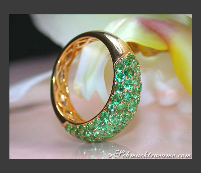 Tsavorit Pavé Ring in Gelbgold 585