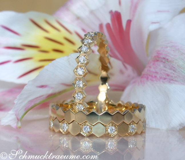 Drei Diamanten Ringe in Gelbgold 750 (Stacking Rings)