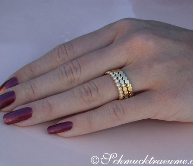 Drei Diamanten Ringe in Gelbgold 750 (Stacking Rings)