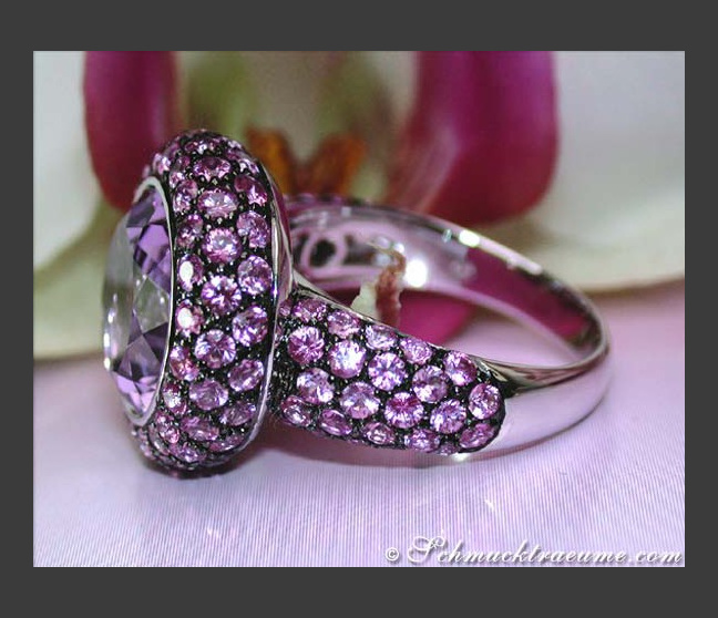 Amethyst Ring mit pinken Saphiren