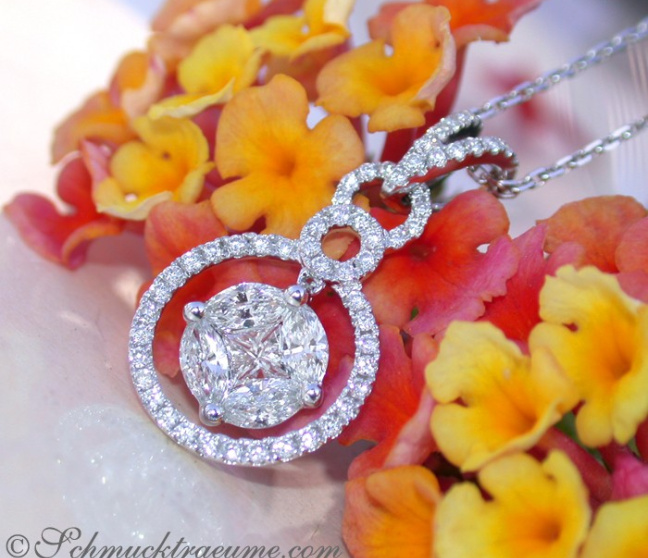 Brillanten Anhänger mit Princess & Marquise Diamanten