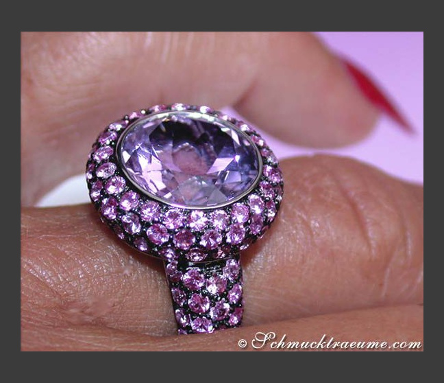 Amethyst Ring mit pinken Saphiren