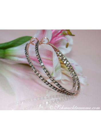 Pretty Hoop Earrings with Natural Brown Diamonds