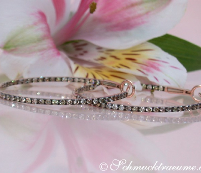 Creolen mit naturbraunen Brillanten in Roségold