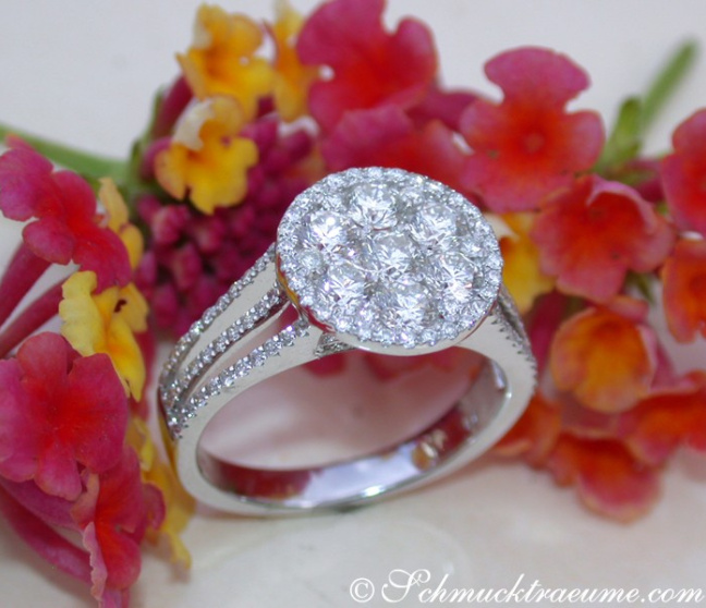 Extra flacher Brillanten Ring in Weißgold 750