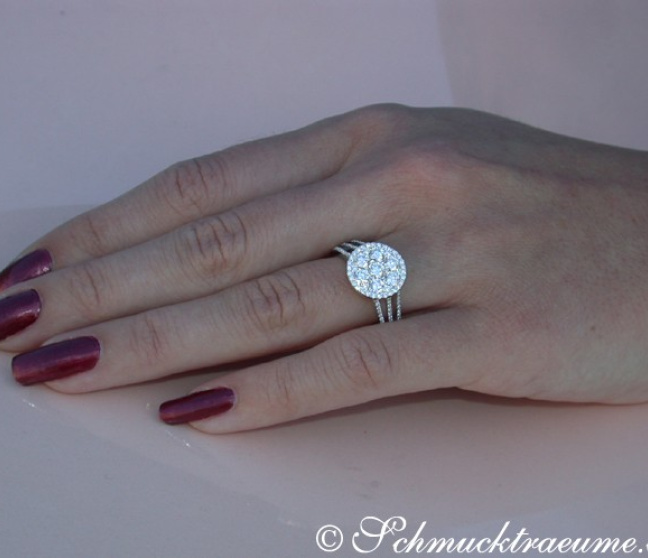 Extra flacher Brillanten Ring in Weißgold 750