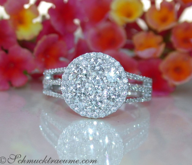 Extra flacher Brillanten Ring in Weißgold 750