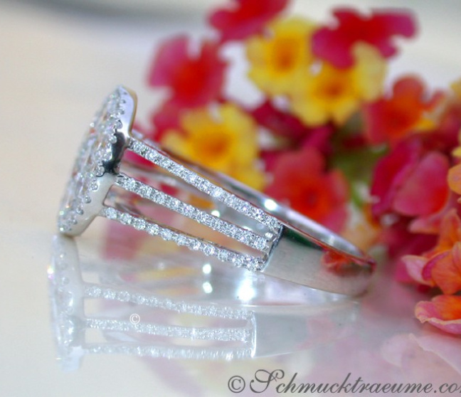 Extra flacher Brillanten Ring in Weißgold 750