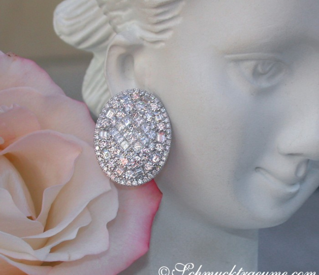 Luxus: Brillanten Ohrstecker mit Princess & Baguette Diamanten