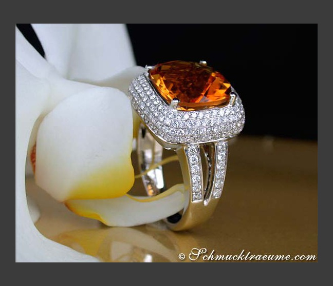 Madeira Citrin Ring mit Brillanten