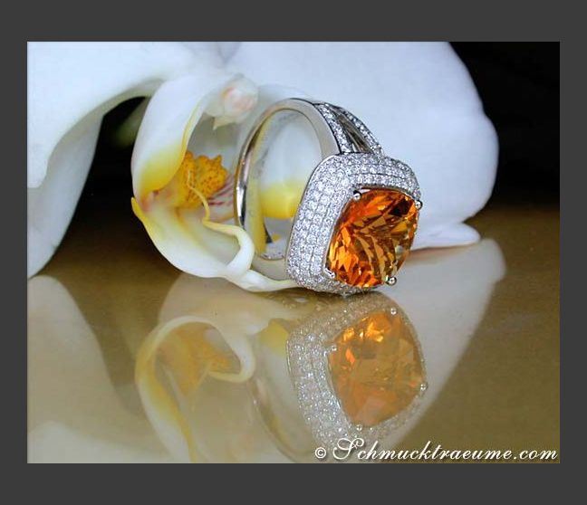 Madeira Citrin Ring mit Brillanten
