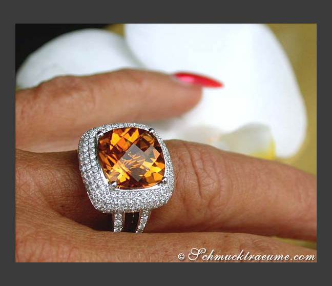 Madeira Citrin Ring mit Brillanten