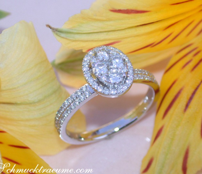 Ovaler Brillanten Ring in Weißgold 750