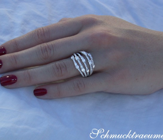 Mehrreihiger Brillanten Ring in Weißgold 750