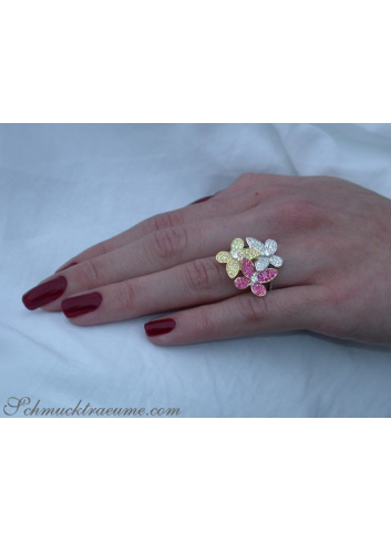 Pretty Diamond Butterfly Ring with Rubies & Sapphires