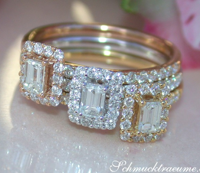 Drei Brillanten & Diamanten Ringe (stacking rings)