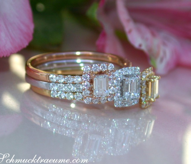 Drei Brillanten & Diamanten Ringe (stacking rings)